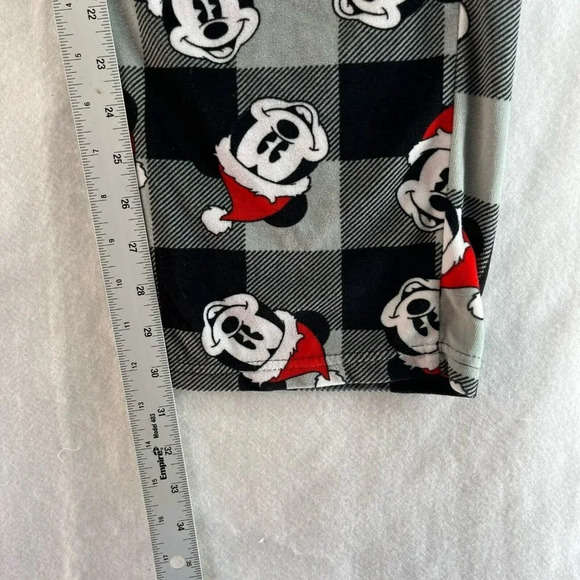 Disney Mickey Mouse Pajama Pants Womens L Gray Plaid Christmas Holiday Pull On - Picture 5 of 9